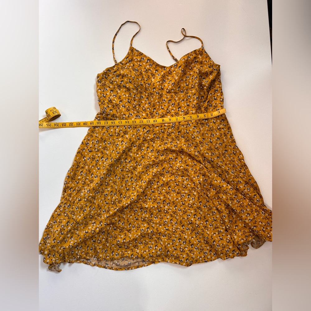 Golden yellow floral print sundress